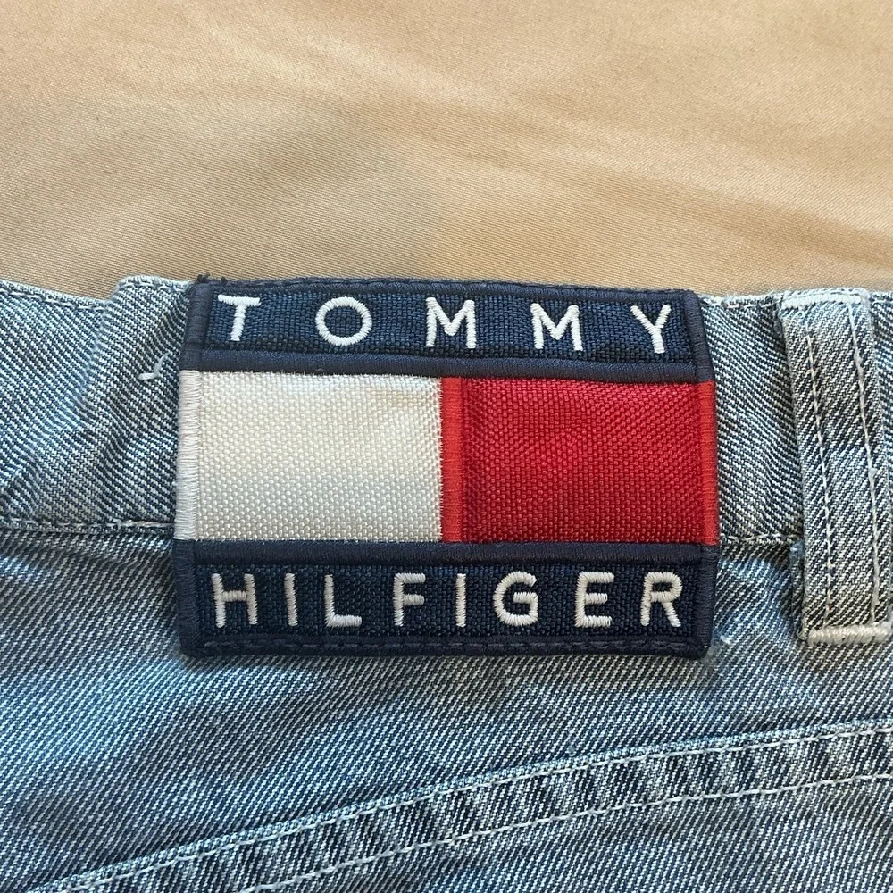 Tommy Hilfiger Vintage‎ Womens Sz 7 Shorts Patches Rare Flat Front Blue